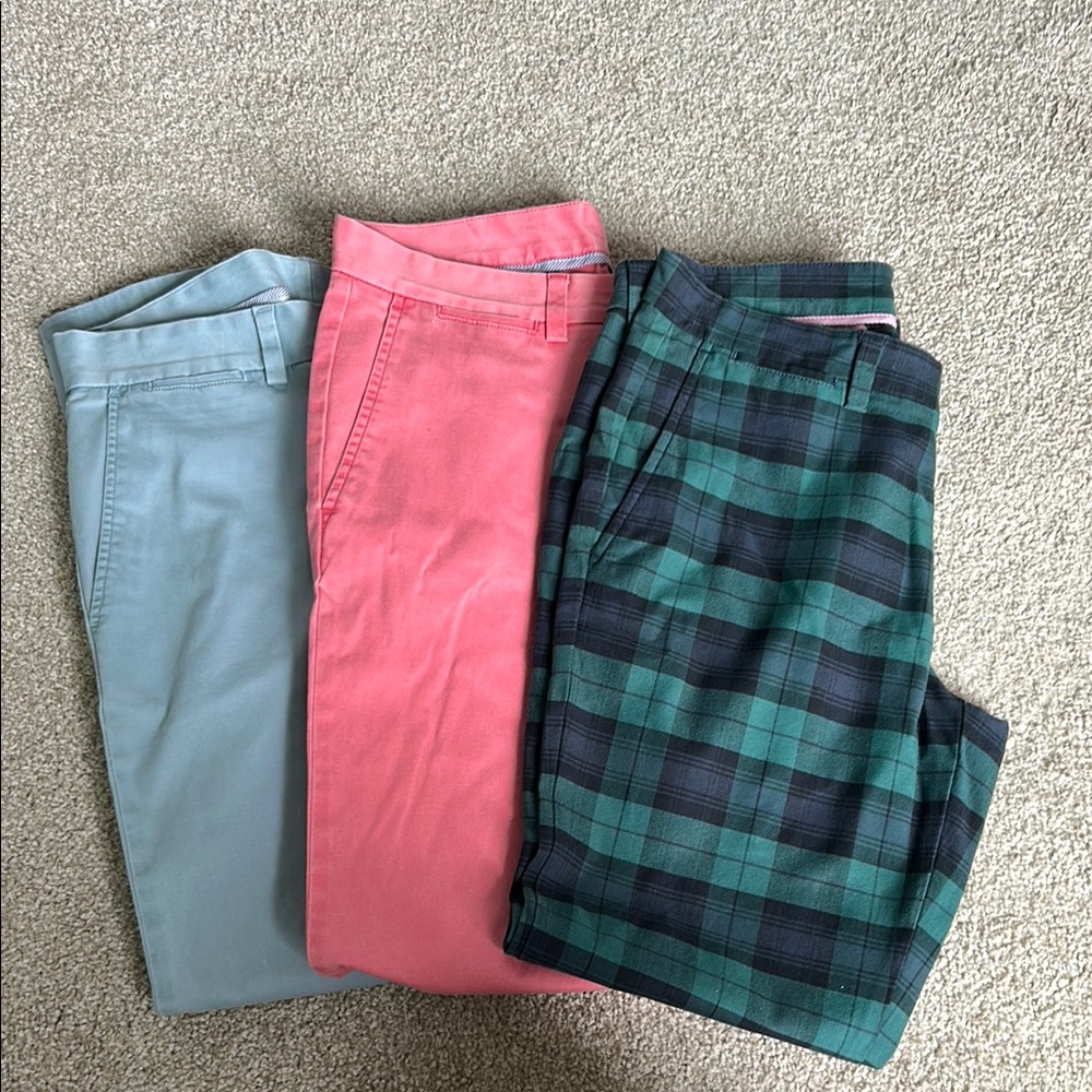 **Deal Alert”Vineyard Vines - Set of 3 Chinos Blue, Salmon, Green Plaid sz 30x30